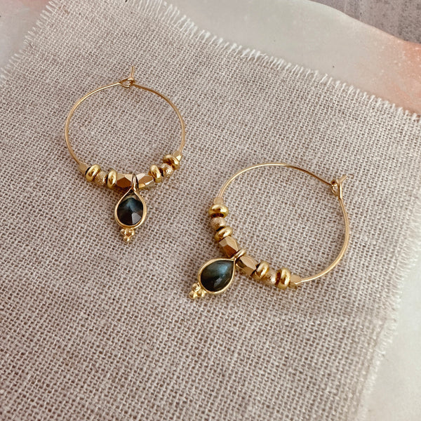 Kaya - Labradorite Hoop Earrings
