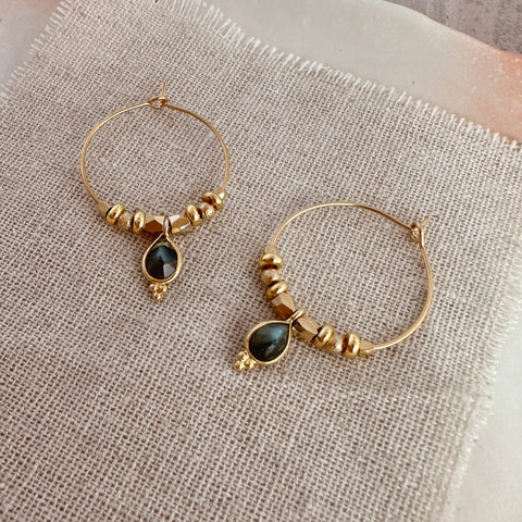 Kaya - Labradorite Hoop Earrings