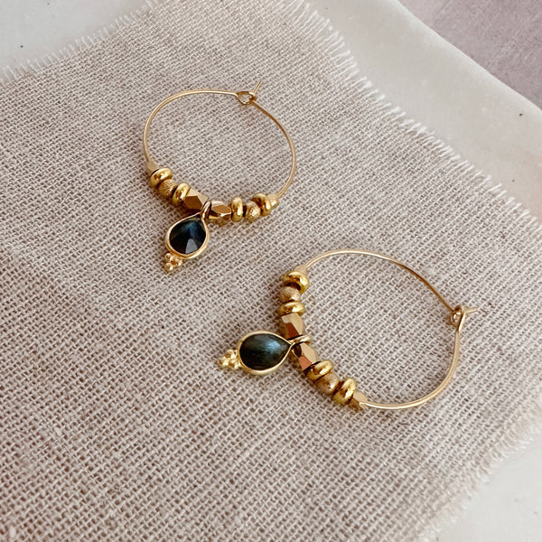 Kaya - Labradorite Hoop Earrings
