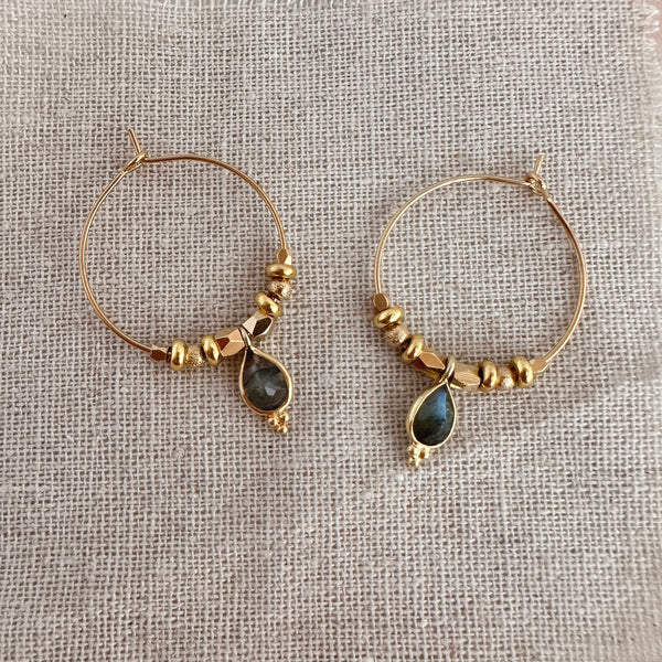 Kaya - Labradorite Hoop Earrings