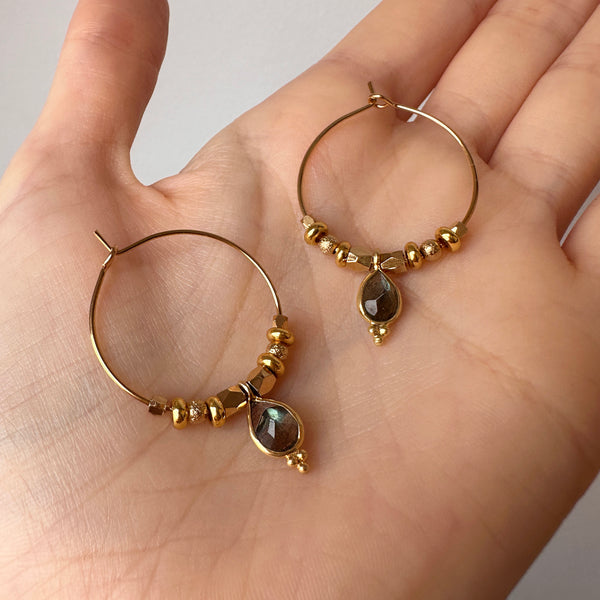 Kaya - Labradorite Hoop Earrings