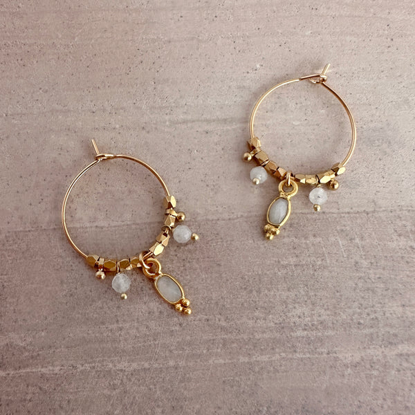 Inaya - Moonstone Hoop Earrings