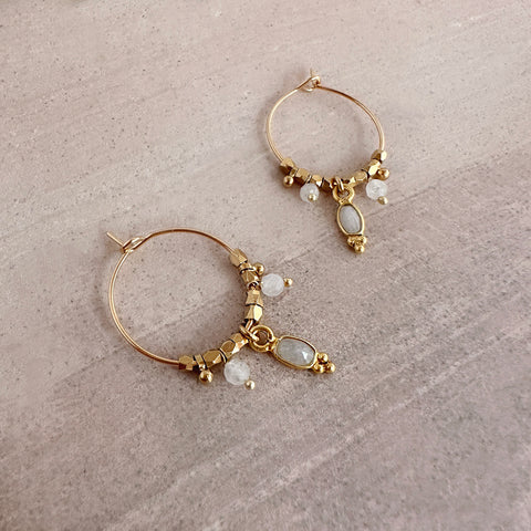 Inaya - Moonstone Hoop Earrings