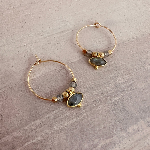 Kora - Gemstone Hoop Earrings