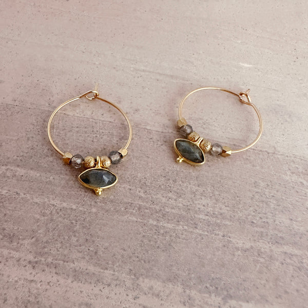 Kora - Gemstone Hoop Earrings