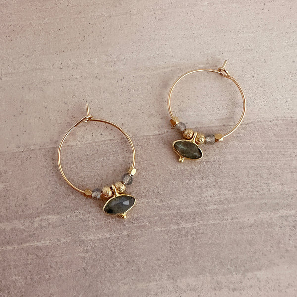Kora - Gemstone Hoop Earrings