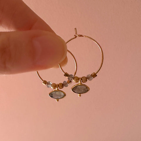 Kora - Gemstone Hoop Earrings