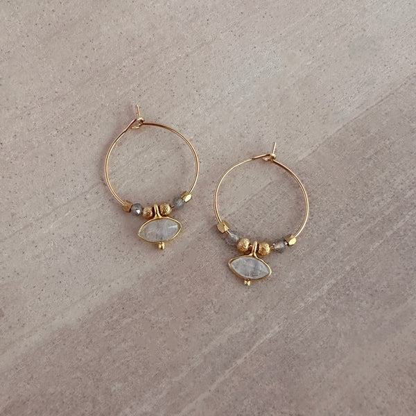 Kora - Gemstone Hoop Earrings