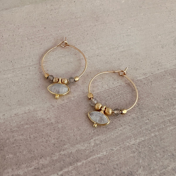 Kora - Gemstone Hoop Earrings
