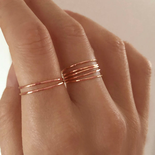 Cecily - Dainty Hammered Ring in Rose Gold