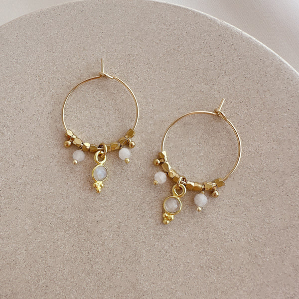 Inaya - Moonstone Hoop Earrings