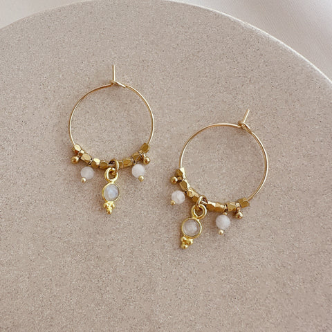 Inaya - Moonstone Hoop Earrings