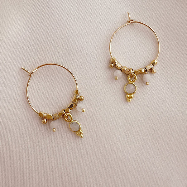 Inaya - Moonstone Hoop Earrings