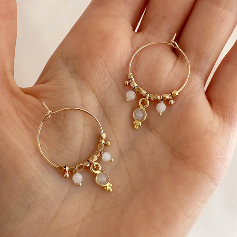 Inaya - Moonstone Hoop Earrings