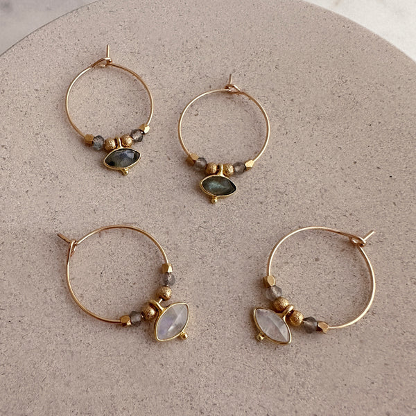Kora - Gemstone Hoop Earrings