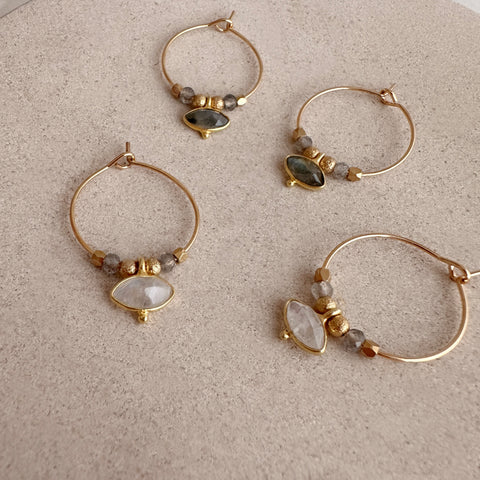 Kora - Gemstone Hoop Earrings