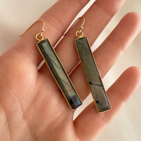 Regina - Labradorite Bar Earrings