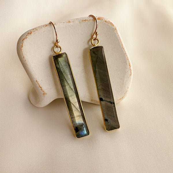 Regina - Labradorite Bar Earrings