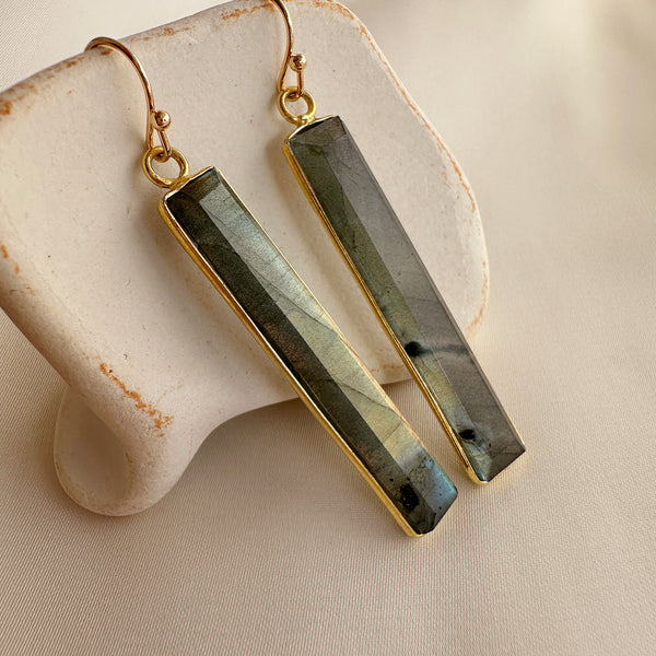 Regina - Labradorite Bar Earrings
