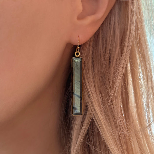 Regina - Labradorite Bar Earrings