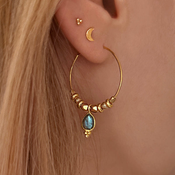 Kaya - Labradorite Hoop Earrings