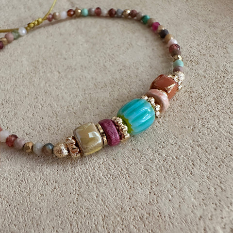 Monica - Bracelet millefiori & perles de gemme