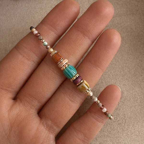 Monica - Bracelet millefiori & perles de gemme
