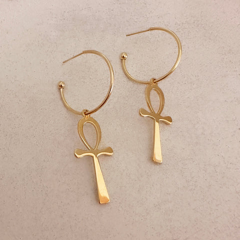 Ayana - Ankh Key Hoops