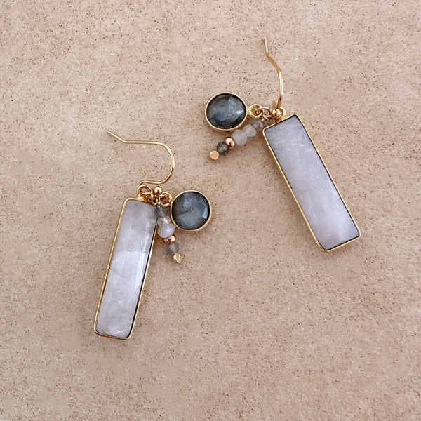 Eleana - Moonstone Bar Earrings