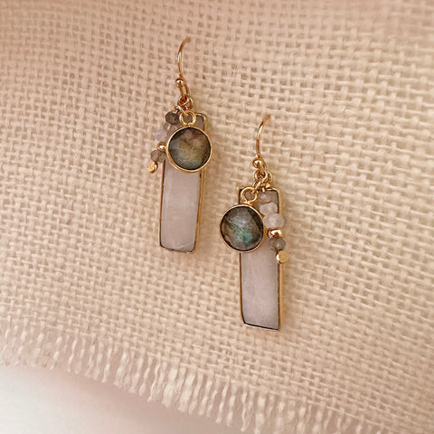 Eleana - Moonstone Bar Earrings