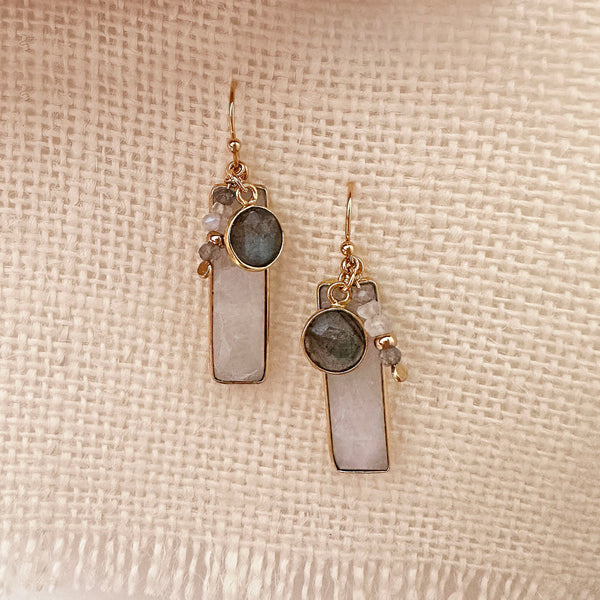 Eleana - Moonstone Bar Earrings