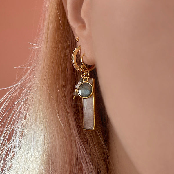Eleana - Moonstone Bar Earrings