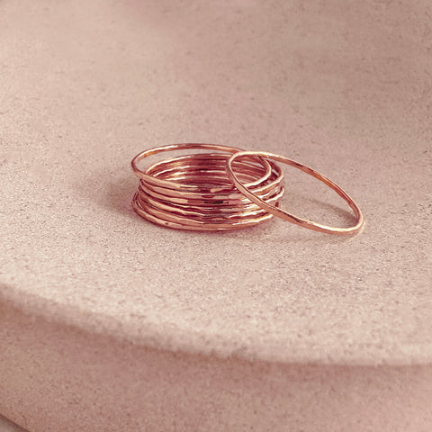Cecily - Dainty Hammered Ring in Rose Gold