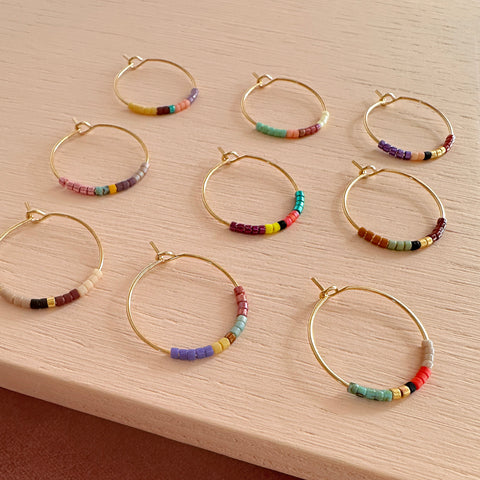 Irina - Beaded Hoop Earrings