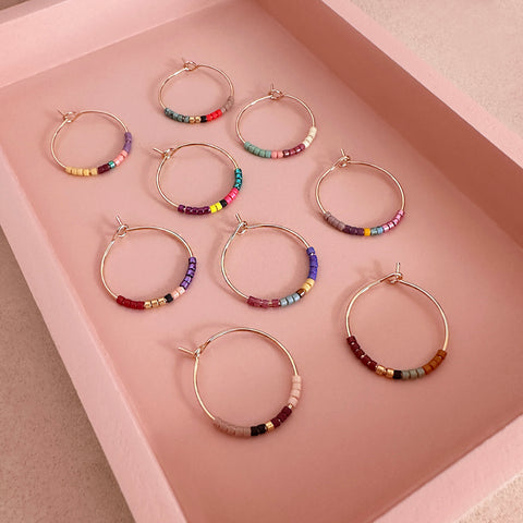 Irina - Beaded Hoop Earrings