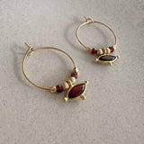Kora - Garnet Hoop Earrings