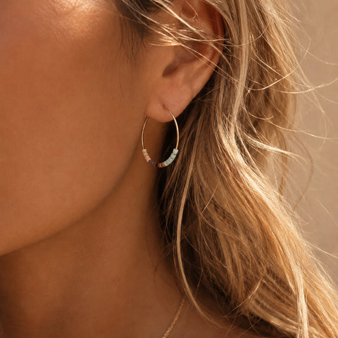 Irina - Beaded Hoop Earrings - Kurafuchi