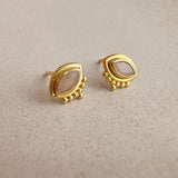 Naira - Peach Moonstone Eye Studs