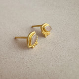 Naira - Peach Moonstone Eye Studs