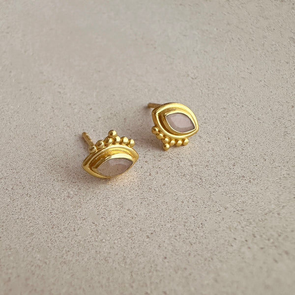 Naira - Peach Moonstone Eye Studs