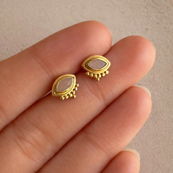 Naira - Peach Moonstone Eye Studs