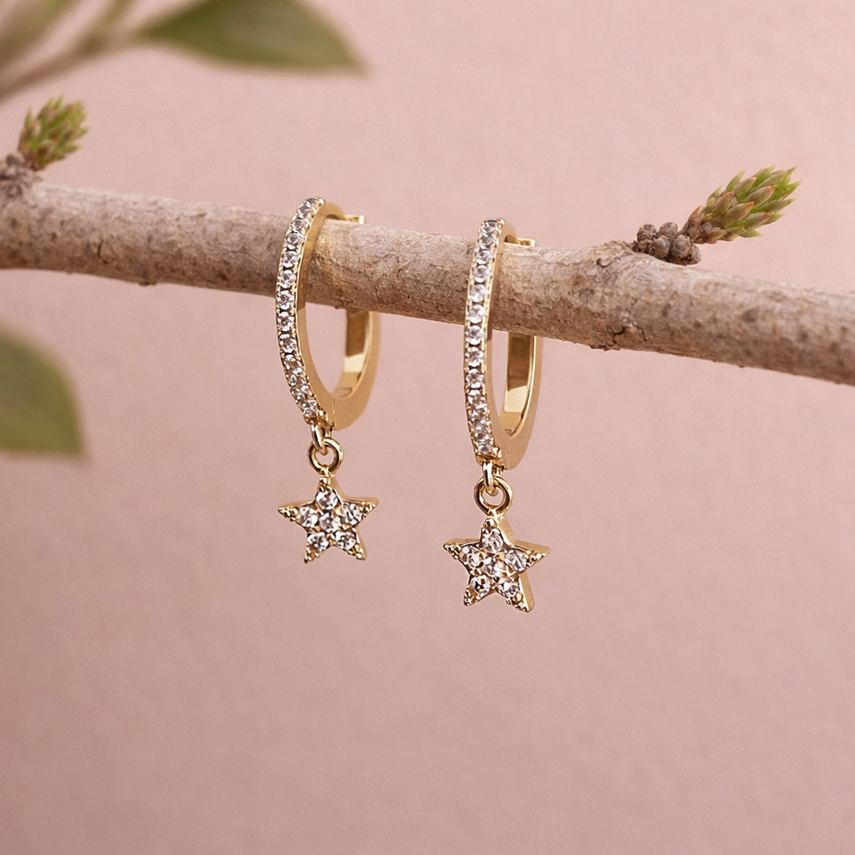 Blake - Gold Zircon Crystal Medal Hoops | Kurafuchi