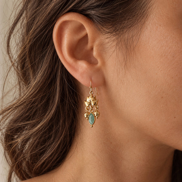 Sanae - Lotus Gemstone Earrings