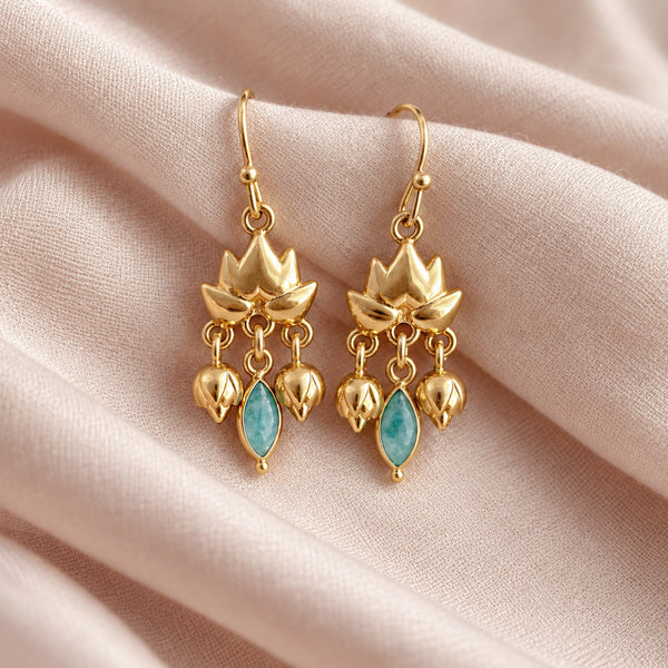 Sanae - Lotus Gemstone Earrings