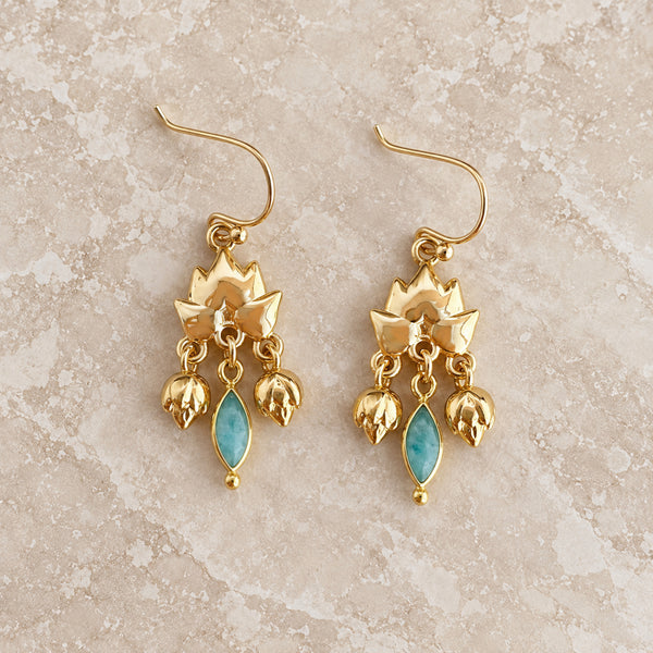 Sanae - Lotus Gemstone Earrings