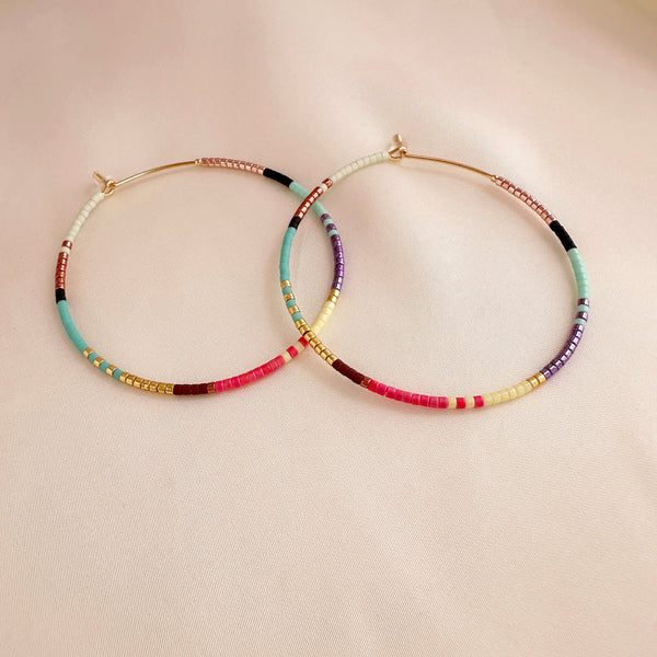 Sorina - Large Beaded Hoops