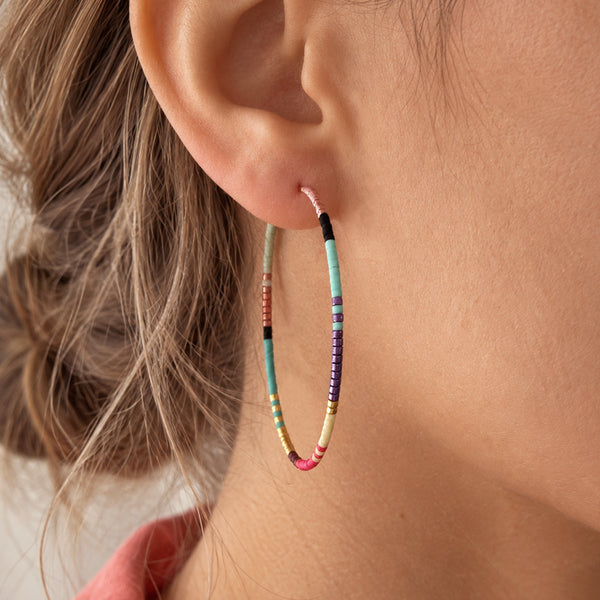 Sorina - Large Beaded Hoops