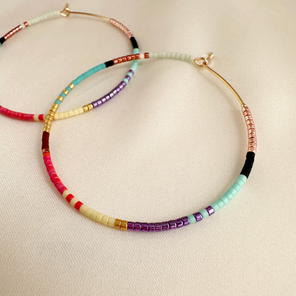Sorina - Large Beaded Hoops