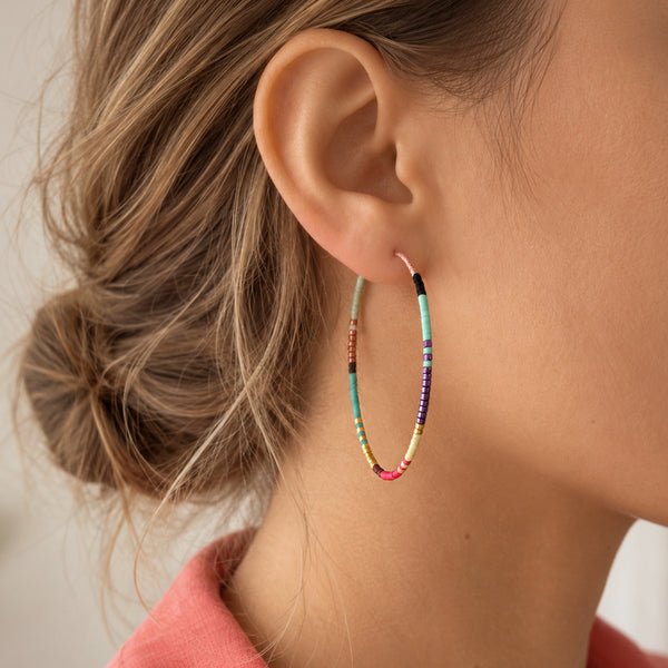 Sorina - Large Beaded Hoops