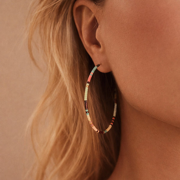 Sorina - Large Beaded Hoops